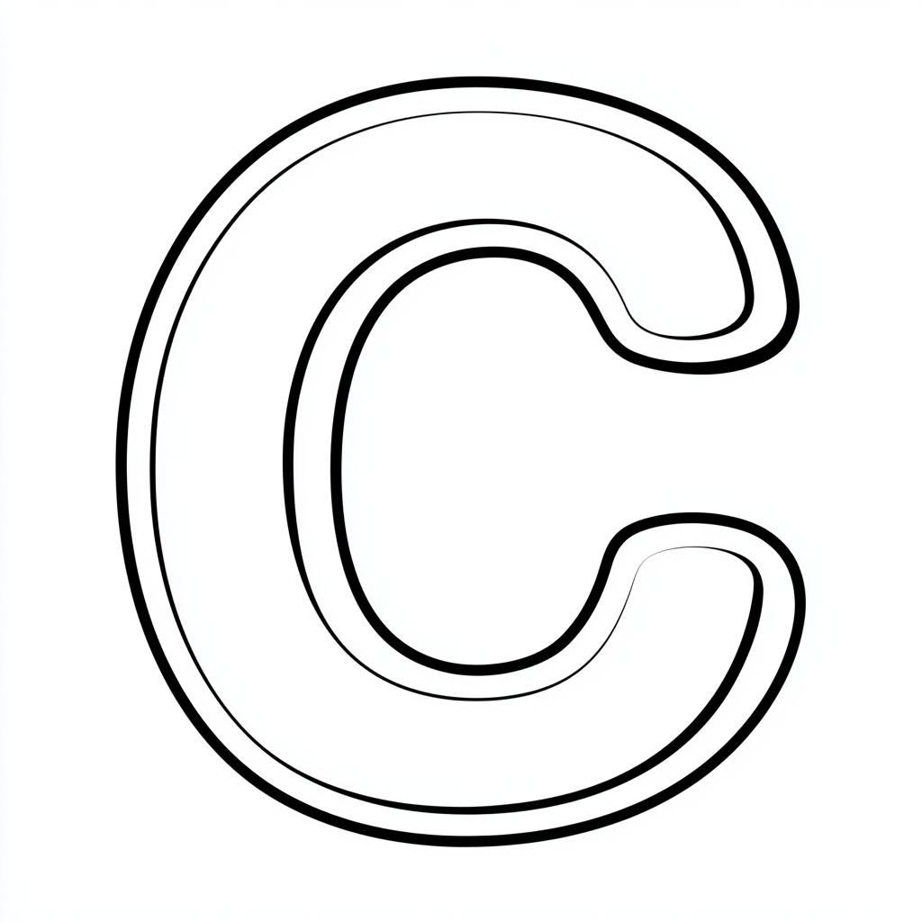 Dibujo de letra c para colorear (lámina 1) listo para imprimir gratis