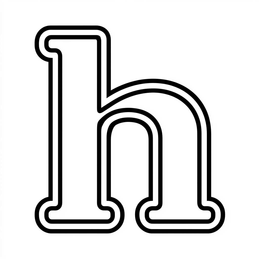 Dibujo de letra h para colorear (lámina 1) listo para imprimir gratis