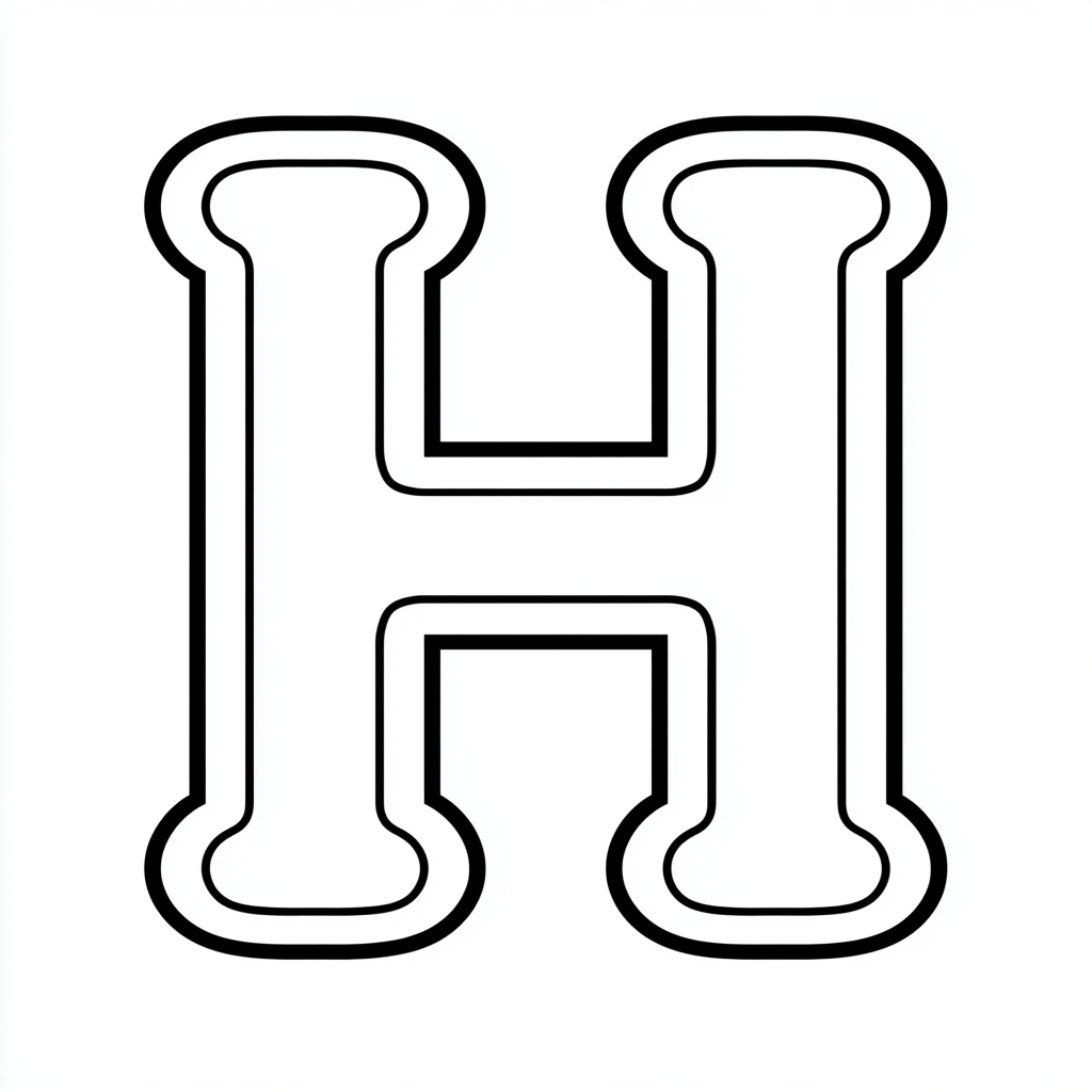 Dibujo de letra h para colorear (lámina 2) listo para imprimir gratis