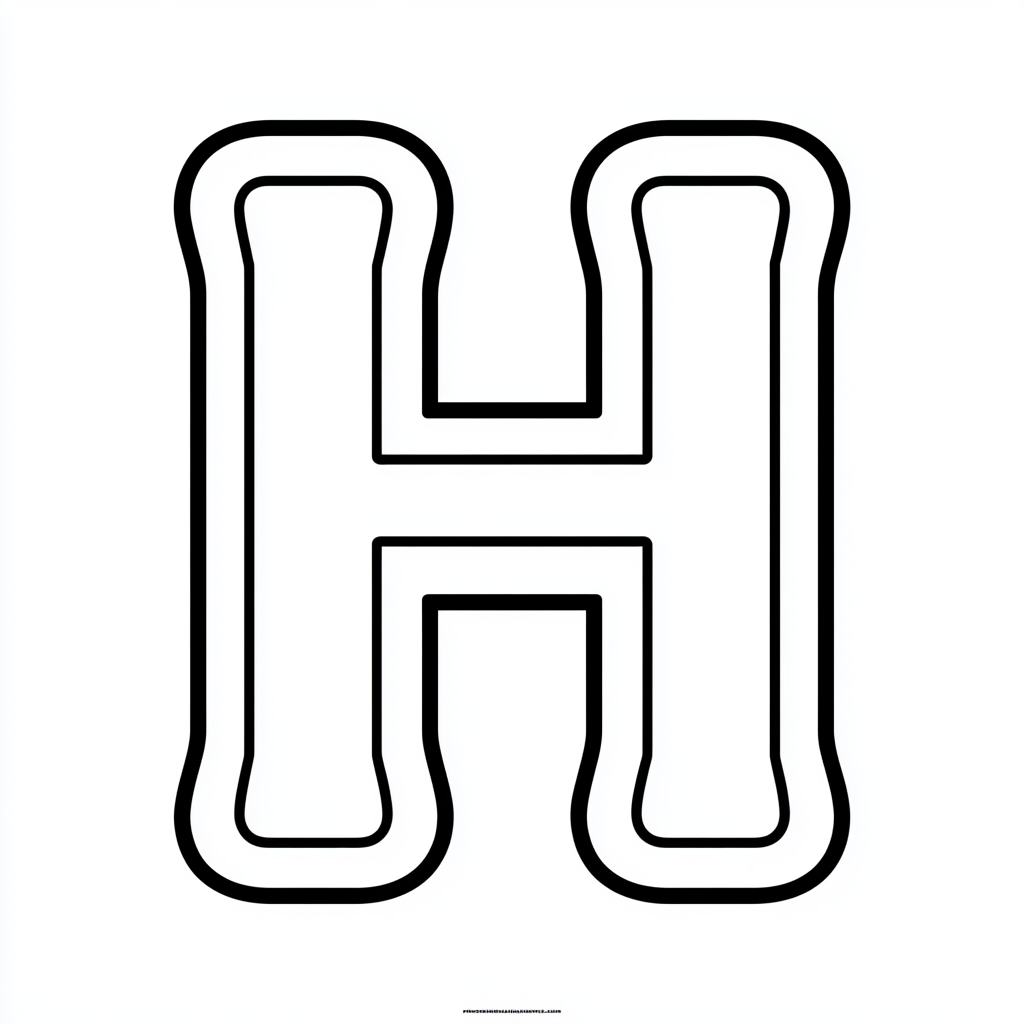 Dibujo de letra h para colorear (lámina 4) listo para imprimir gratis