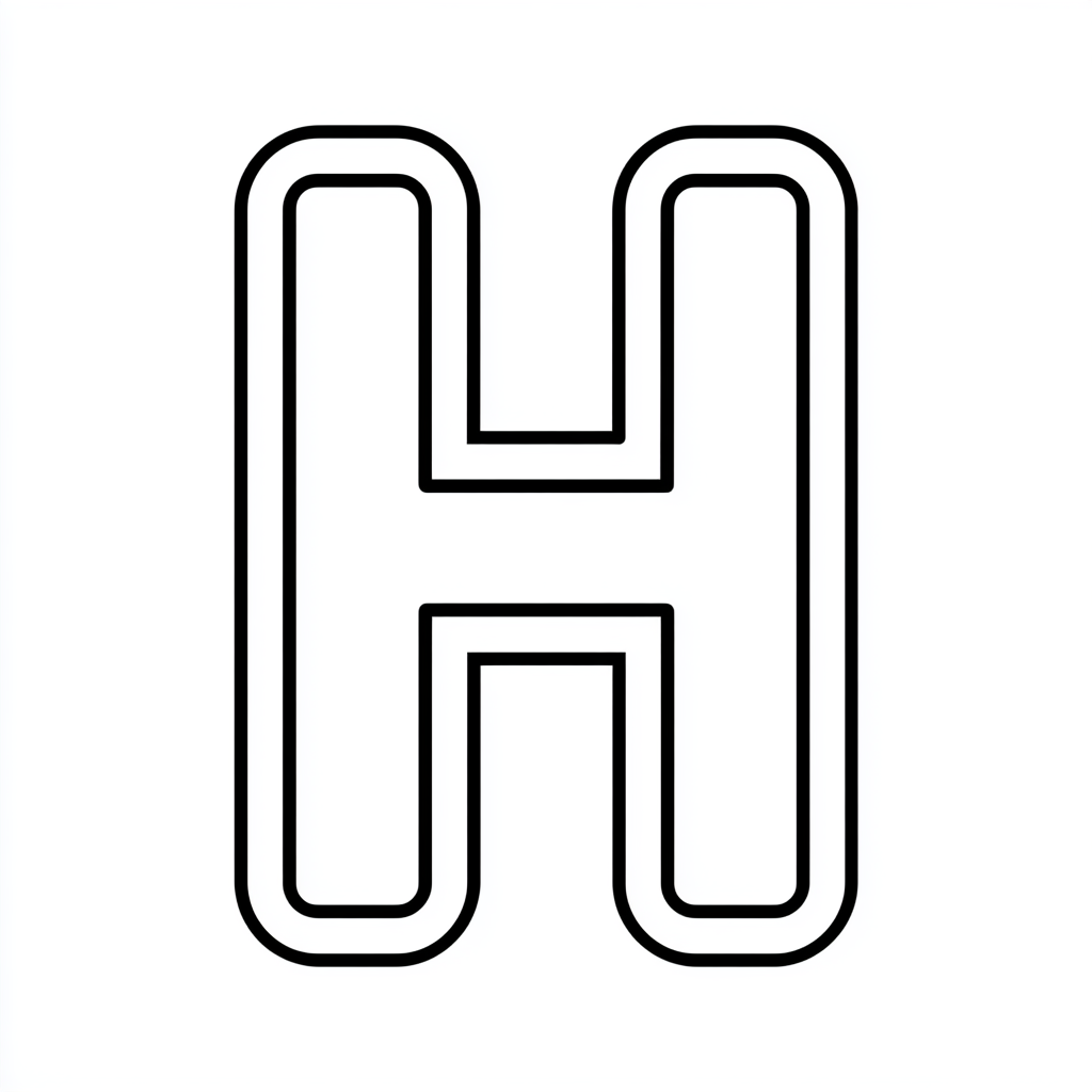 Dibujo de letra h para colorear (lámina 7) listo para imprimir gratis