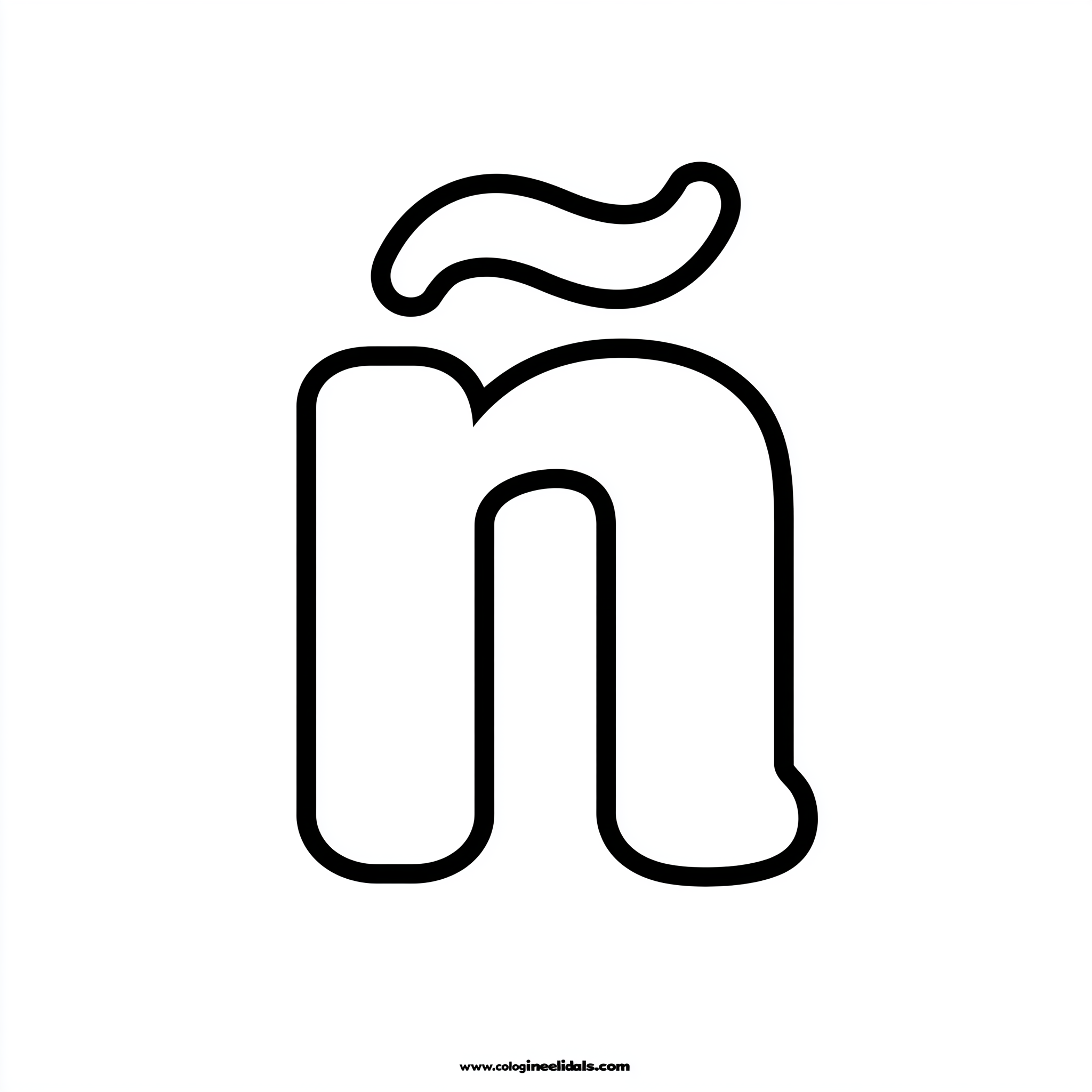 Dibujo de letra eñe (ñ) para colorear (lámina 3) listo para imprimir gratis