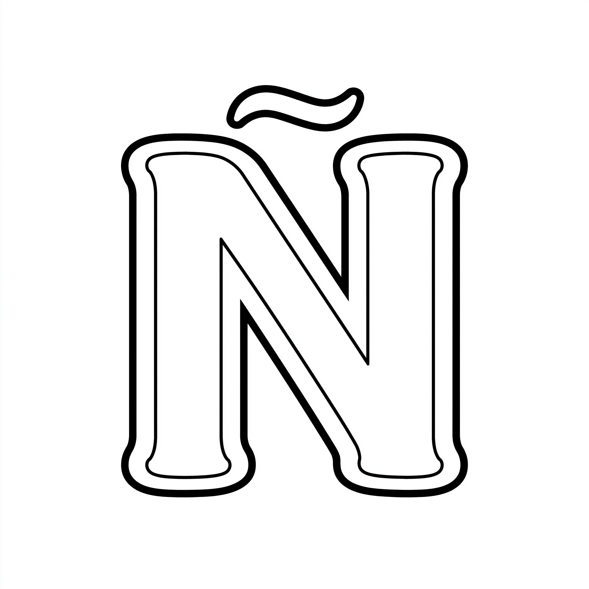 Dibujo de letra eñe (ñ) para colorear (lámina 7) listo para imprimir gratis