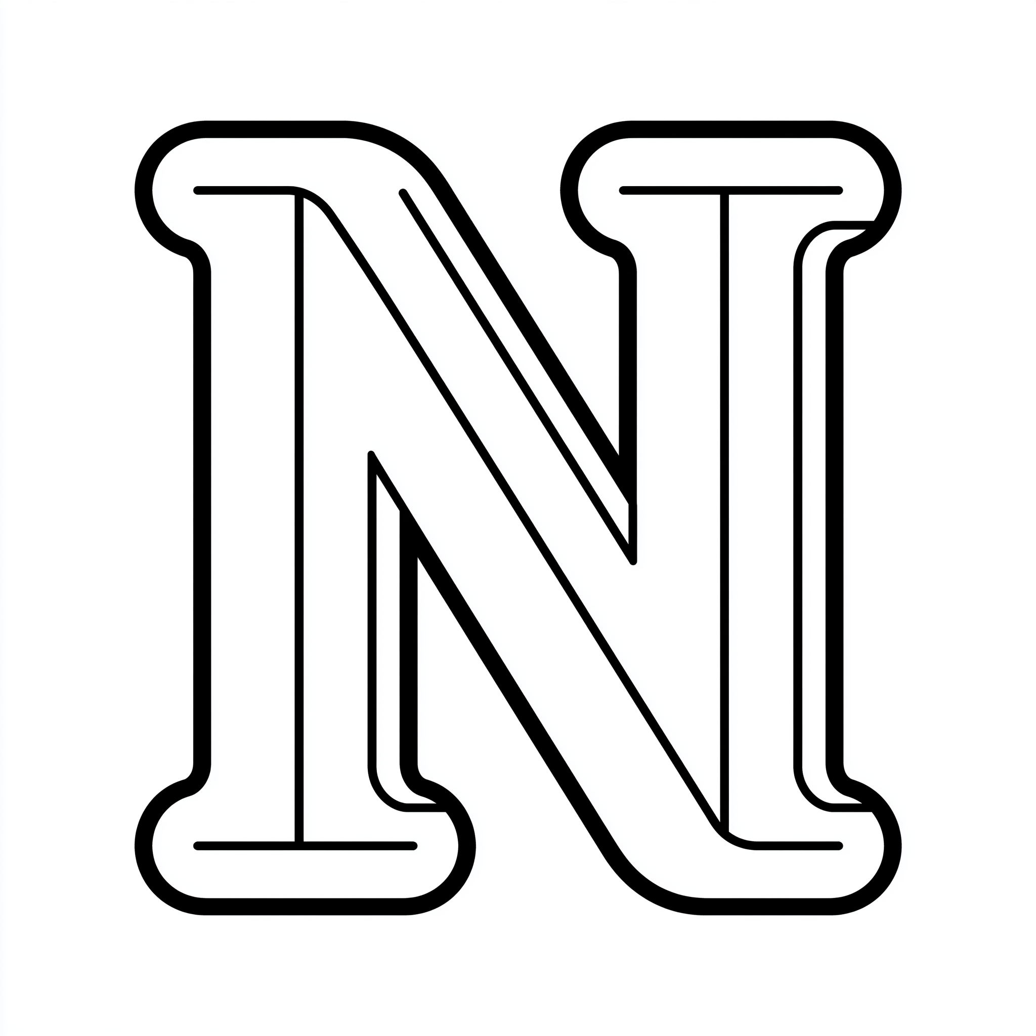 Dibujo de letra n para colorear (lámina 4) listo para imprimir gratis