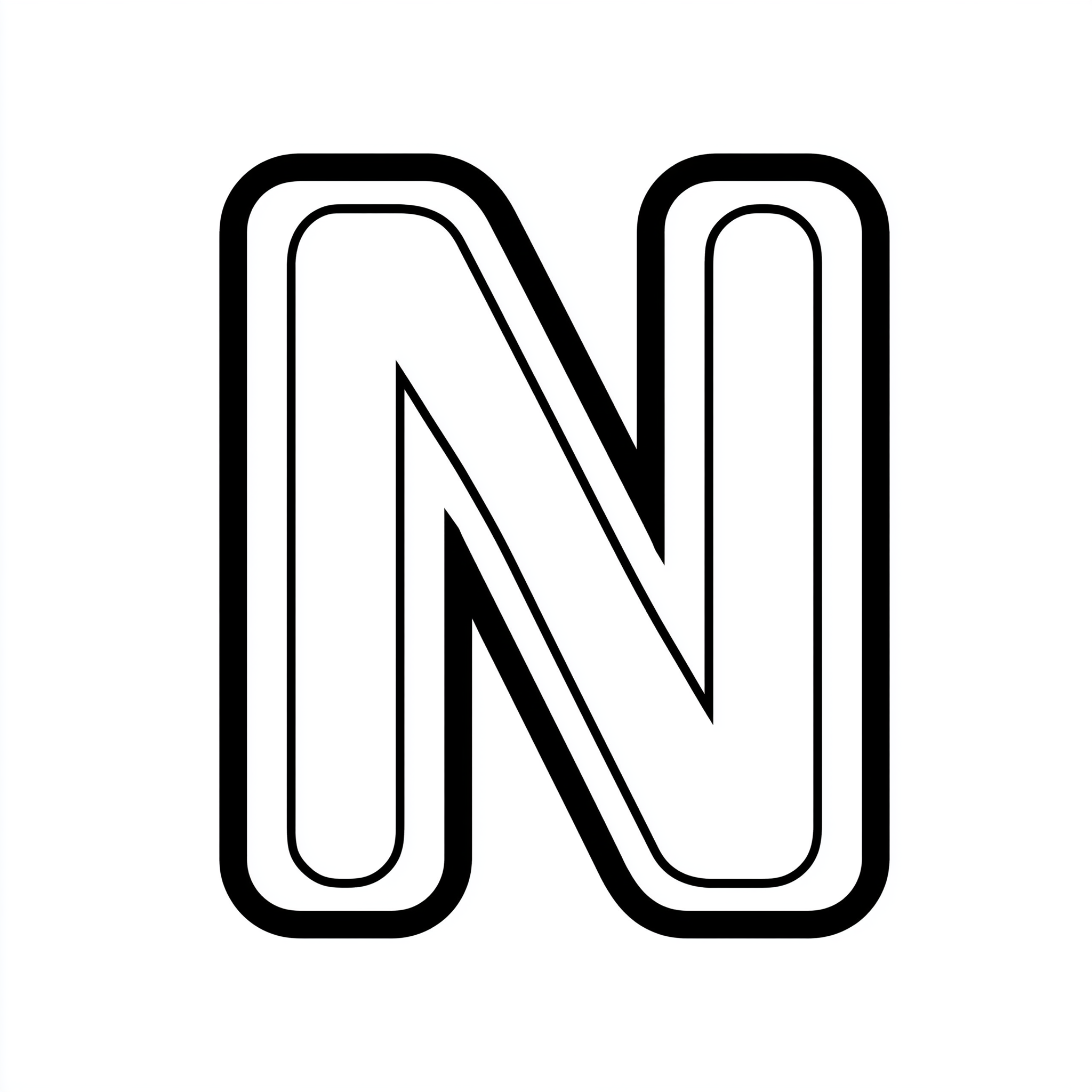 Dibujo de letra n para colorear (lámina 5) listo para imprimir gratis