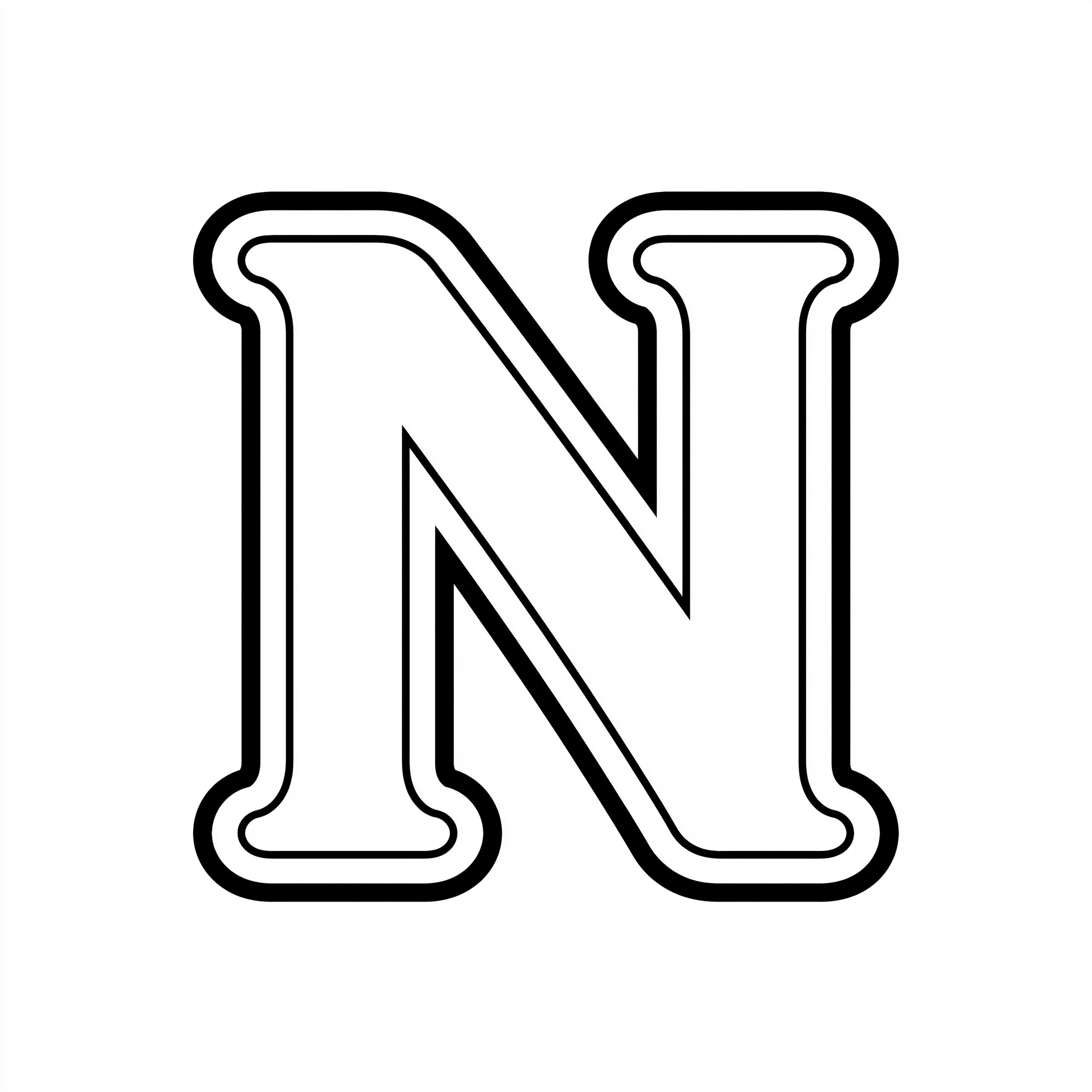 Dibujo de letra n para colorear (lámina 6) listo para imprimir gratis