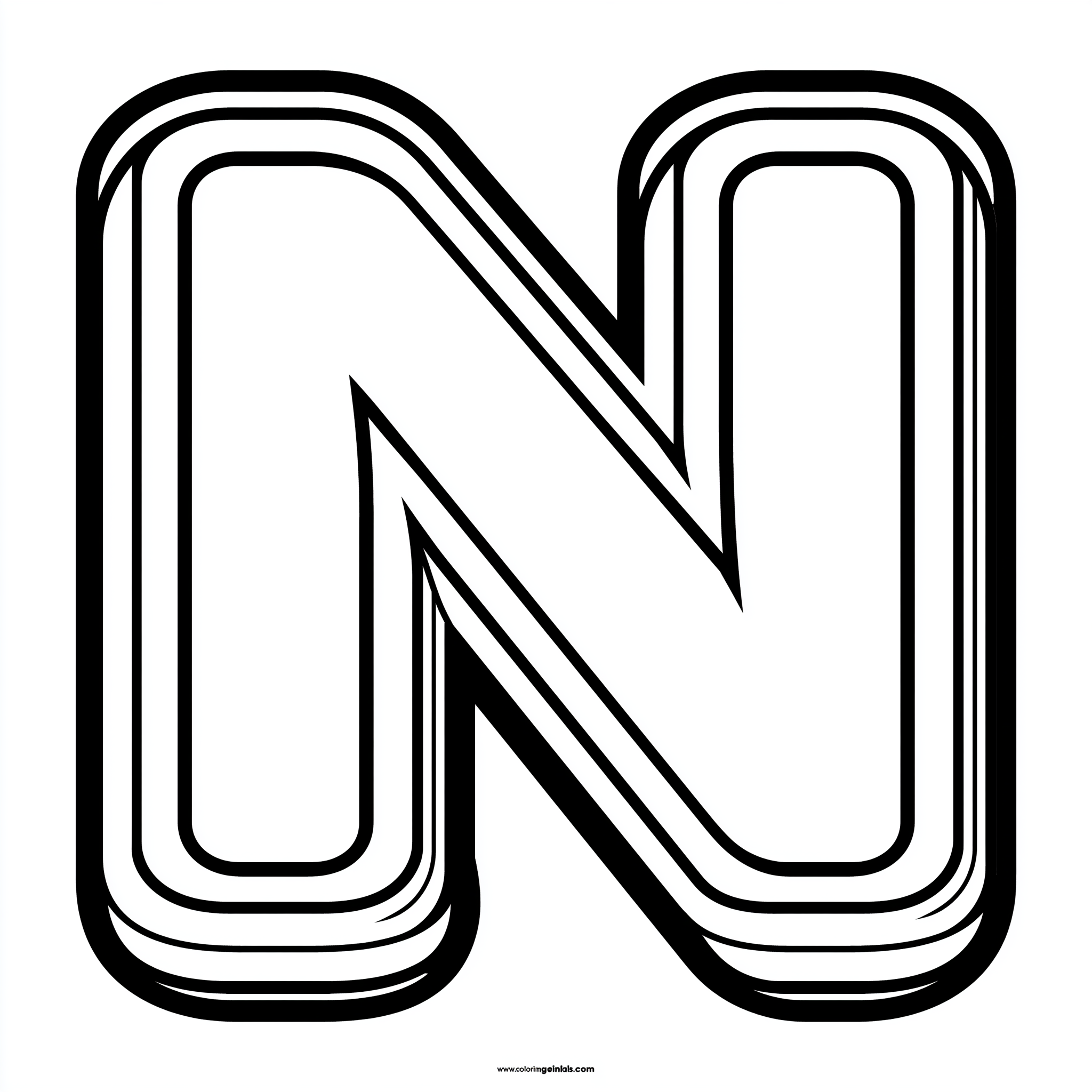 Dibujo de letra n para colorear (lámina 7) listo para imprimir gratis