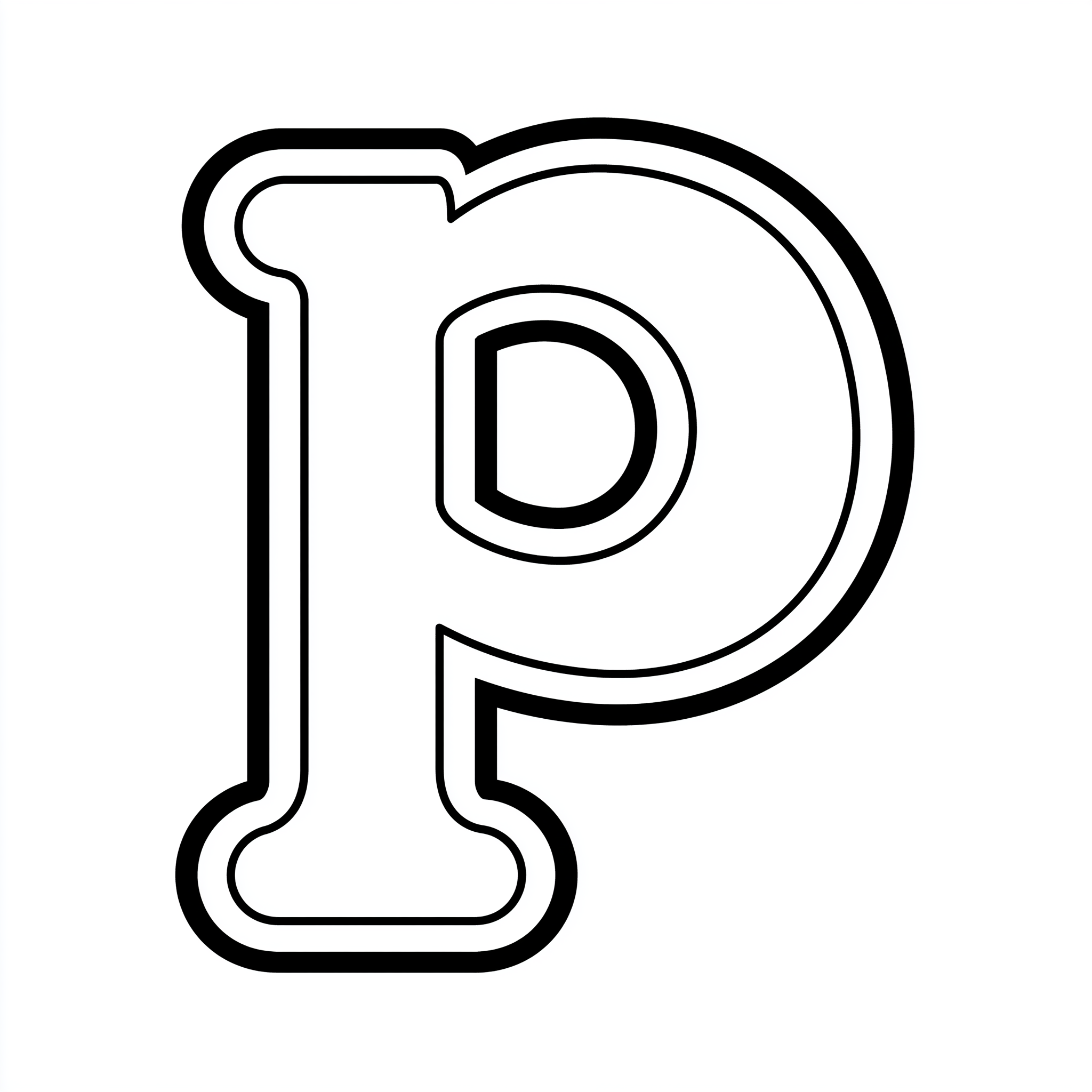 Dibujo de letra p para colorear (lámina 1) listo para imprimir gratis