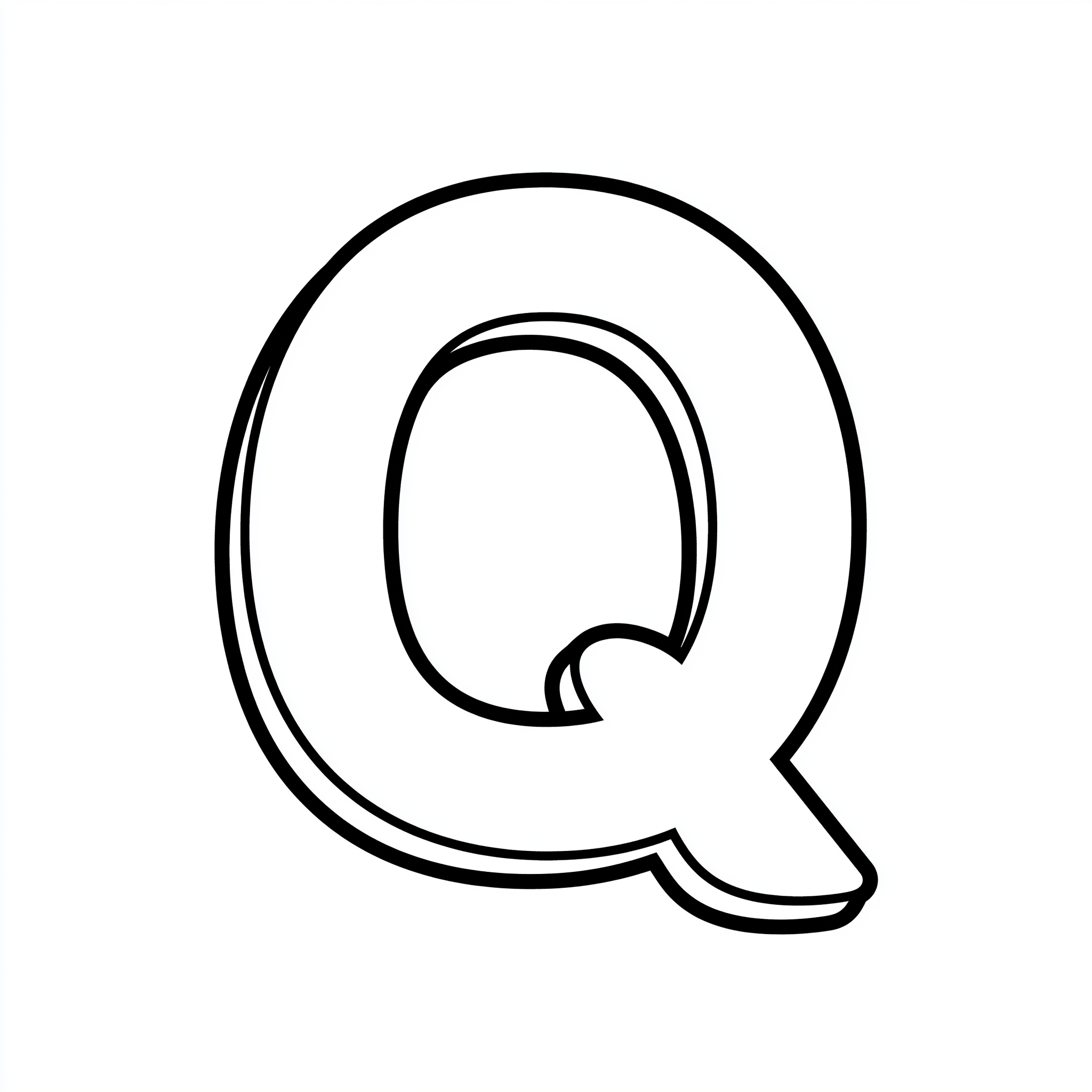 Dibujo de letra q para colorear (lámina 2) listo para imprimir gratis