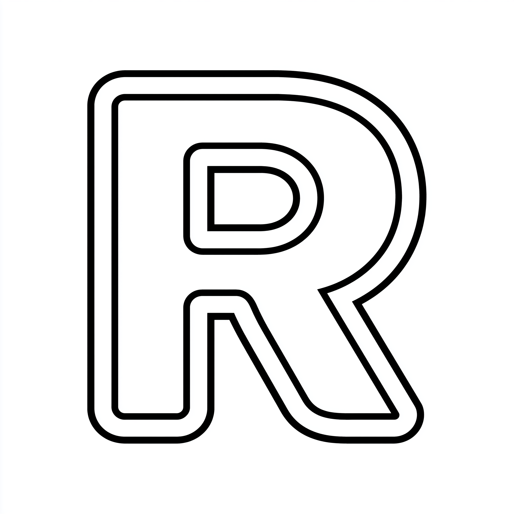 Dibujo de letra r para colorear (lámina 1) listo para imprimir gratis