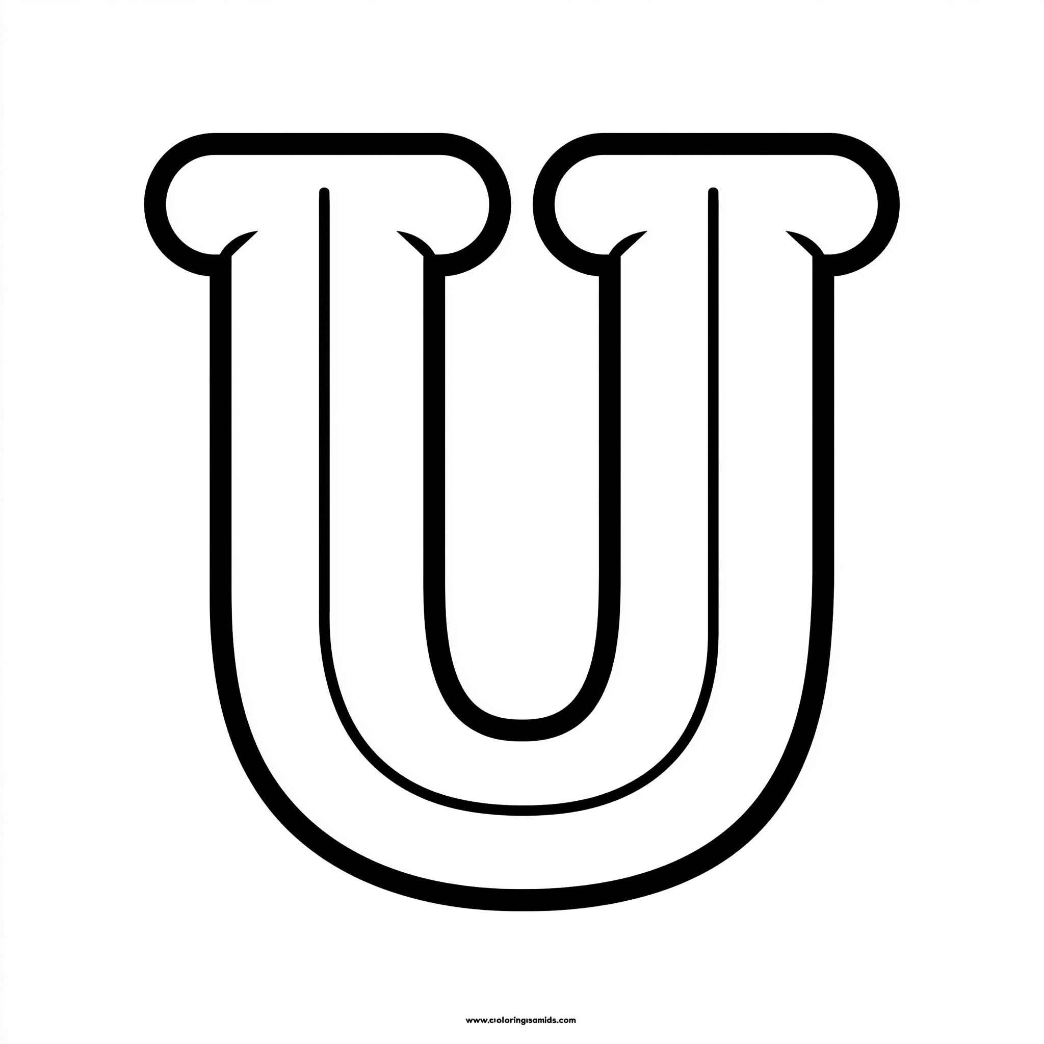 Dibujo de letra u para colorear (lámina 2) listo para imprimir gratis