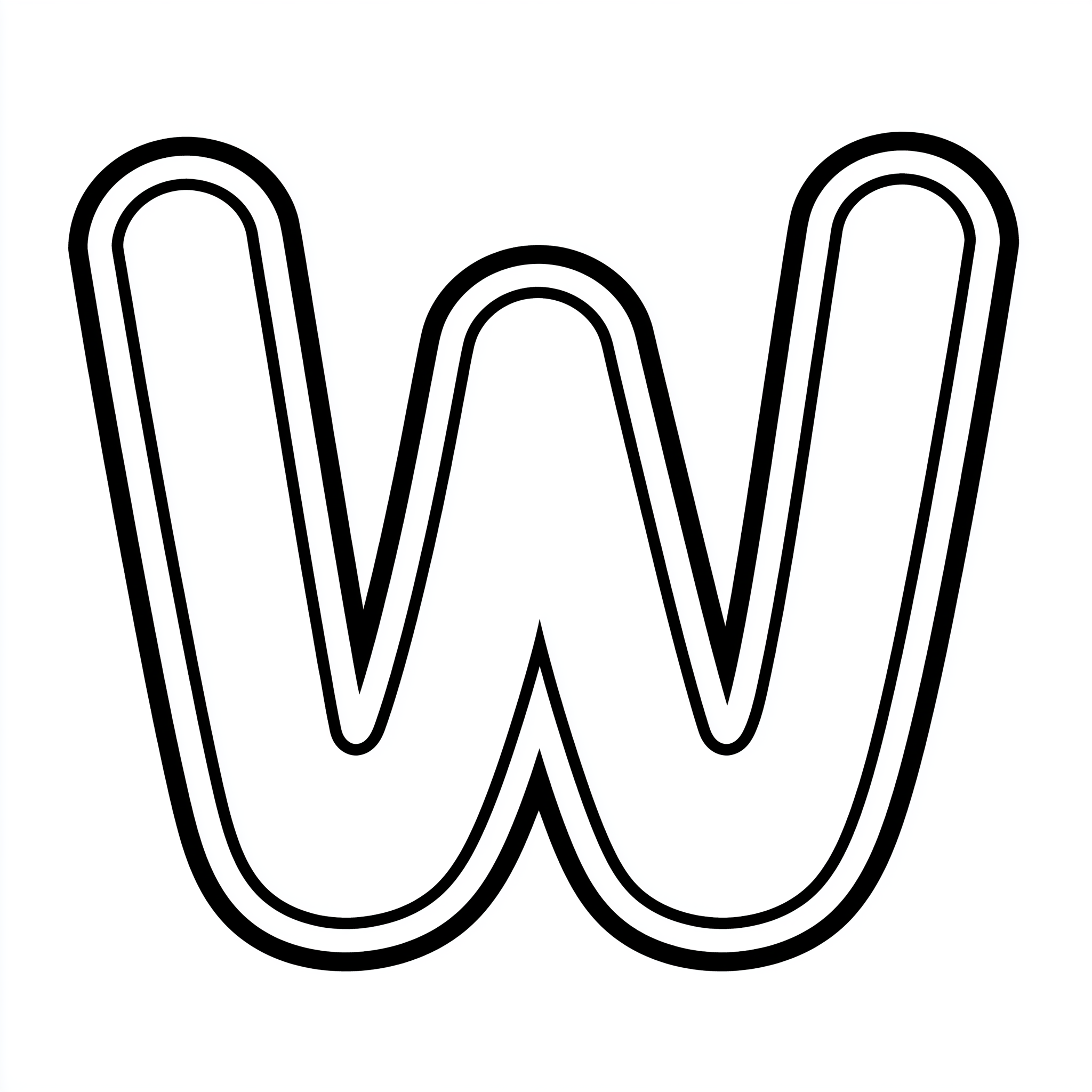 Dibujo de letra w para colorear (lámina 2) listo para imprimir gratis