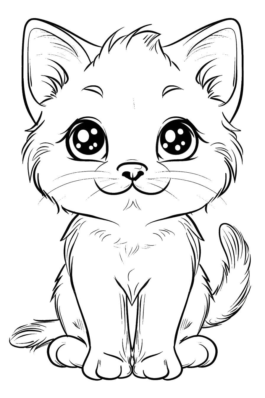 Dibujo de gato para colorear 2 listo para imprimir gratis