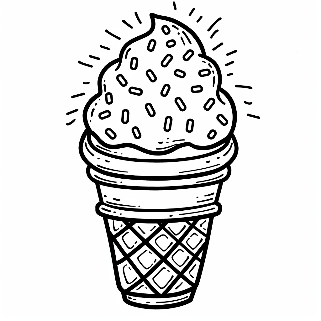 Dibujo de helado de verano kawaii en copa para colorear listo para imprimir gratis