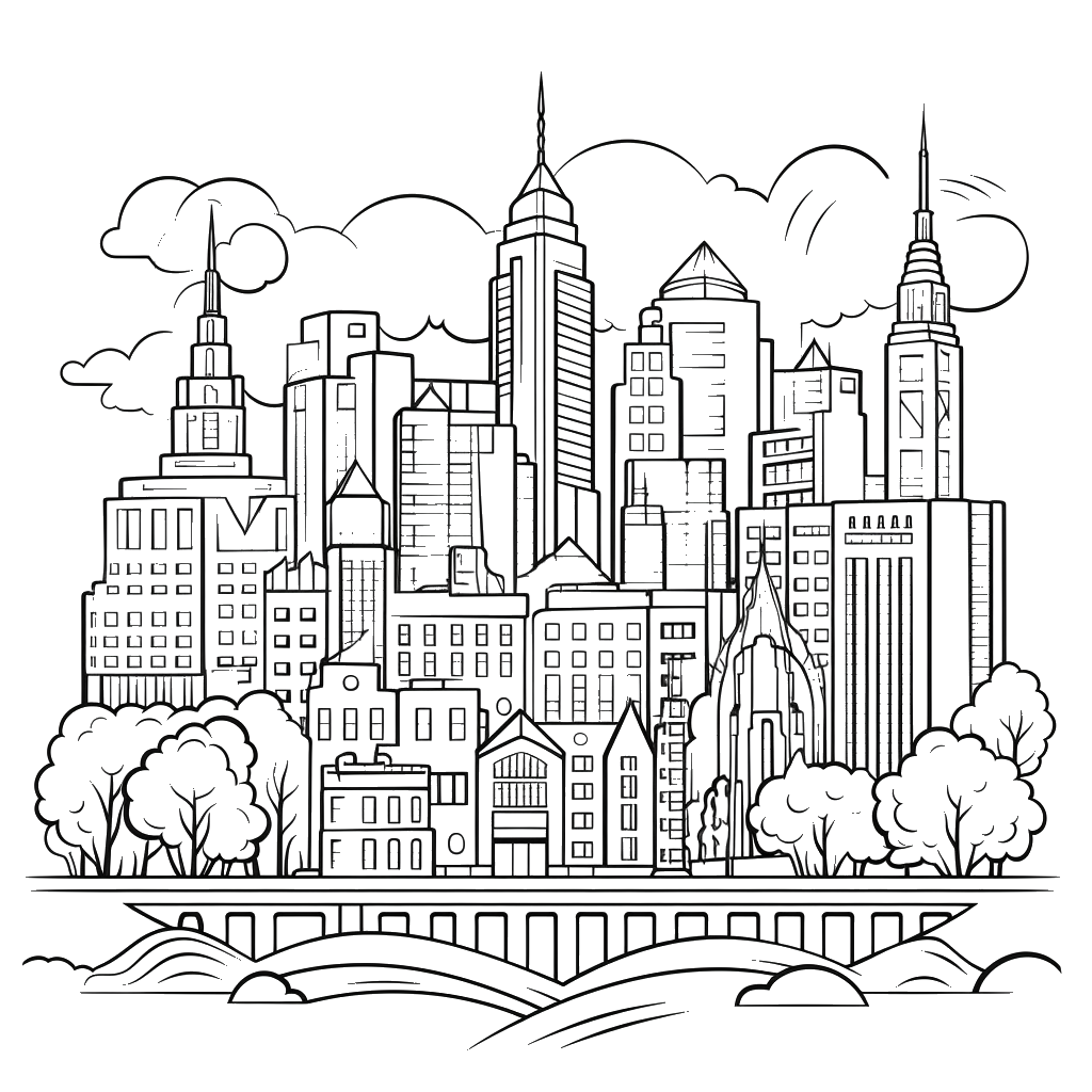 Dibujo de rascacielos para colorear 14 listo para imprimir gratis
