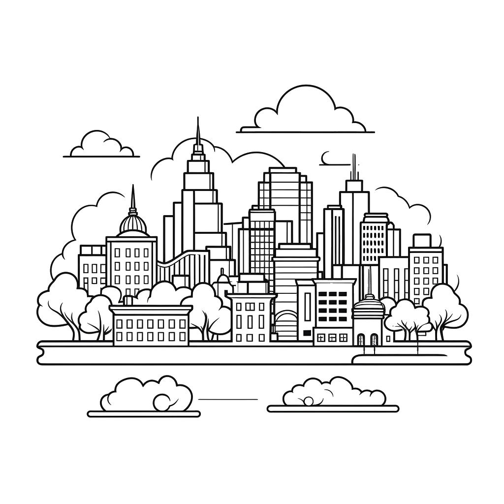 Dibujo de rascacielos para colorear 16 listo para imprimir gratis