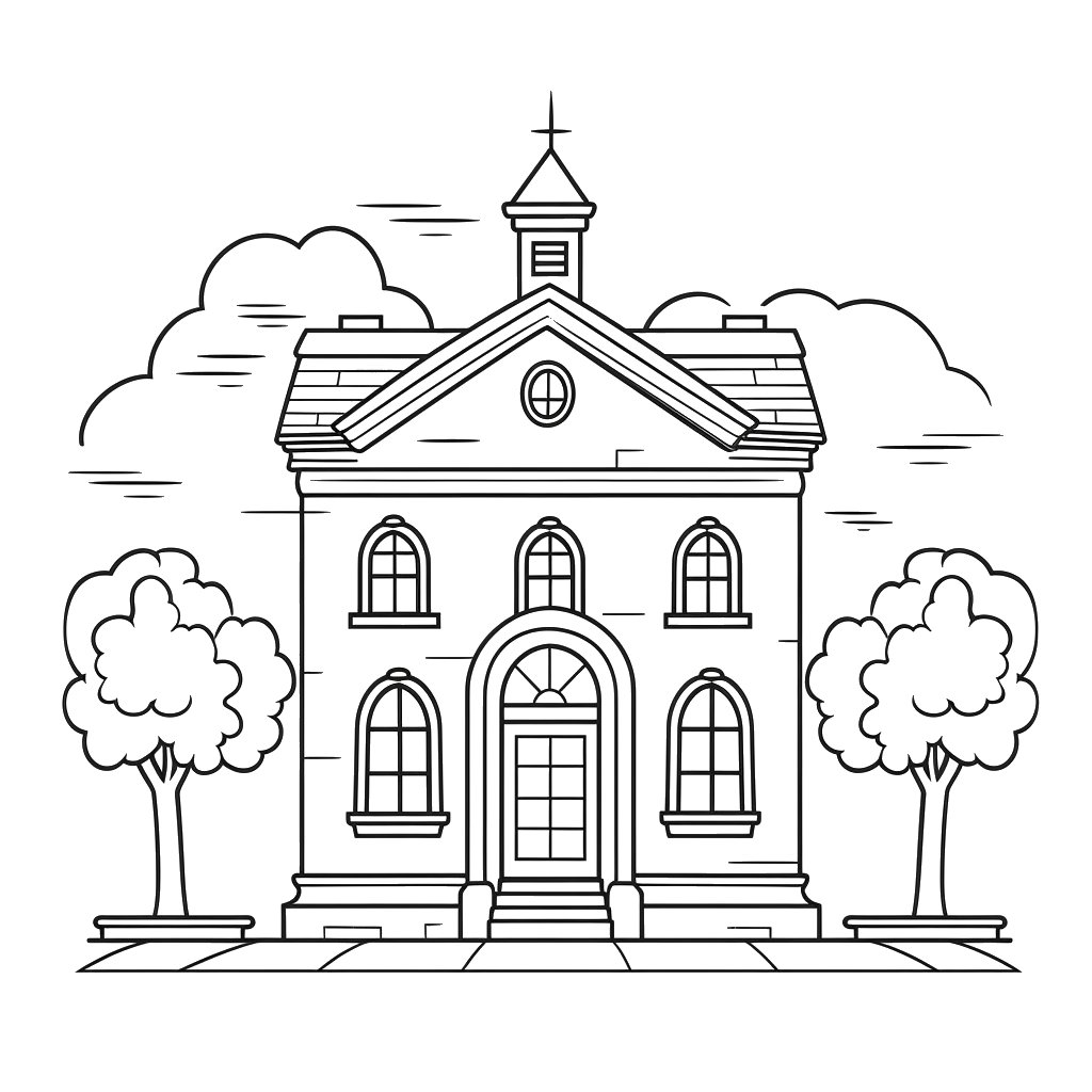 Dibujo de edificios públicos para colorear 17 listo para imprimir gratis