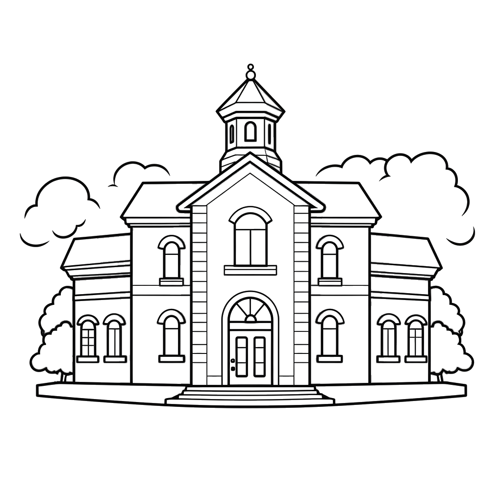 Dibujo de edificios públicos para colorear 19 listo para imprimir gratis