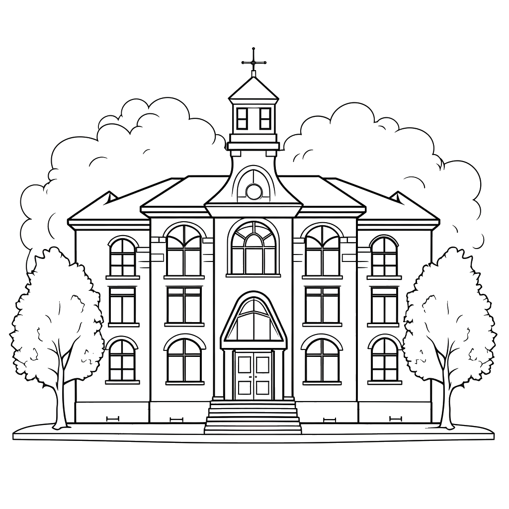 Dibujo de edificios públicos para colorear 20 listo para imprimir gratis
