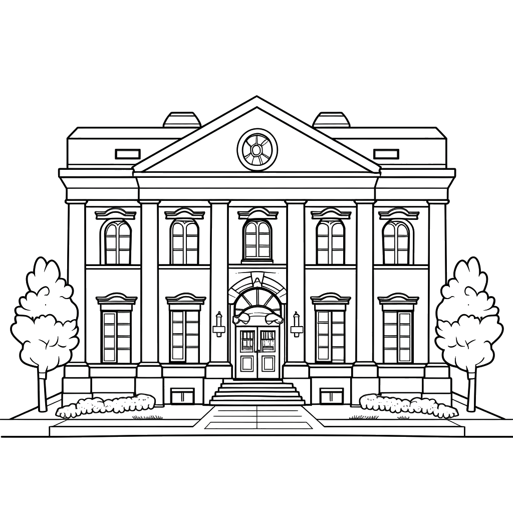 Dibujo de edificios públicos para colorear 21 listo para imprimir gratis