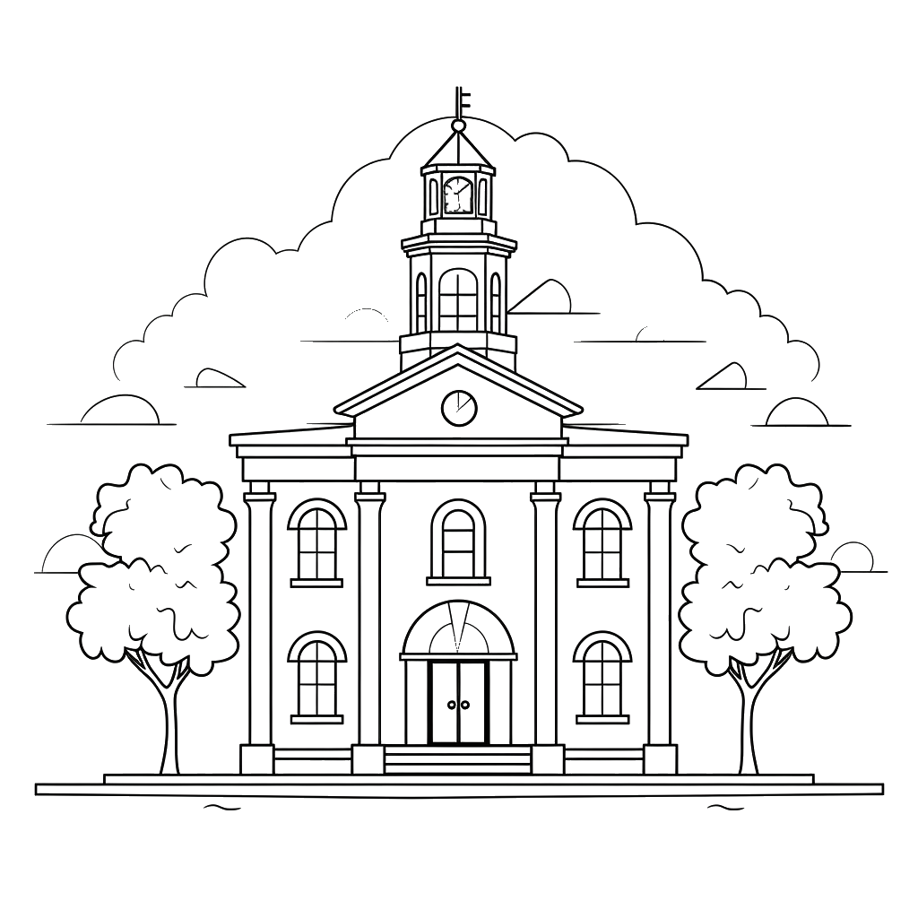 Dibujo de edificios públicos para colorear 22 listo para imprimir gratis
