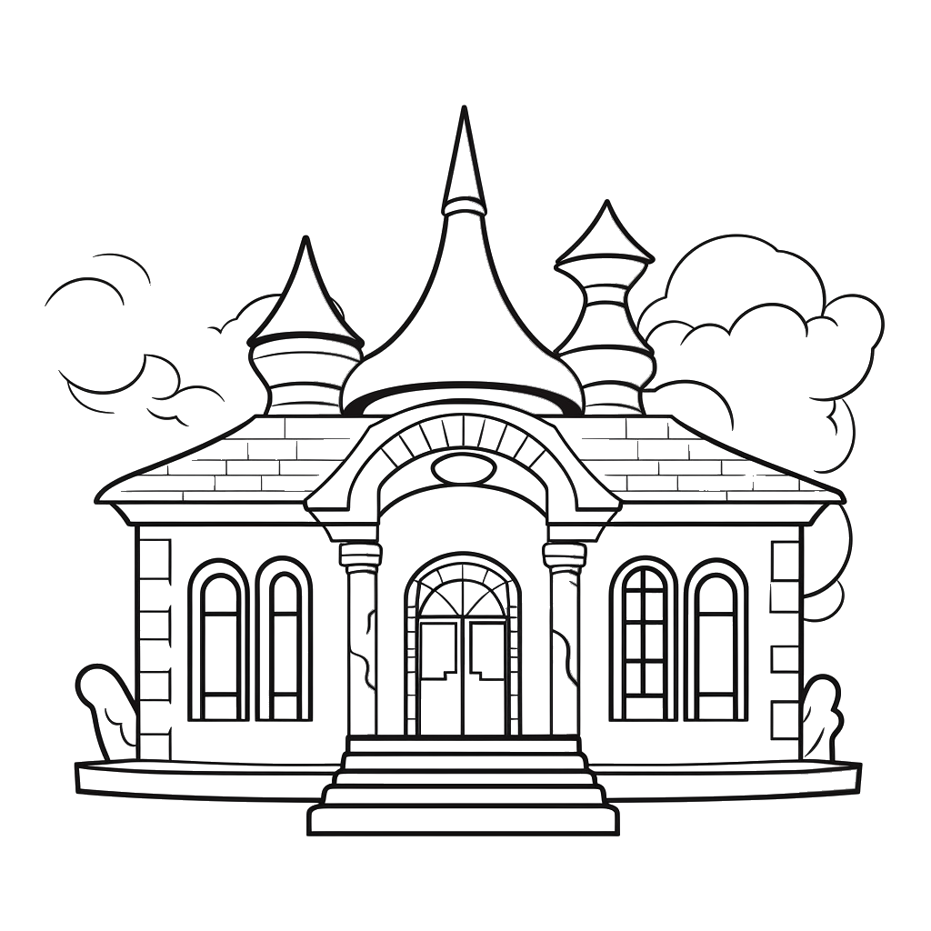 Dibujo de edificios públicos para colorear 23 listo para imprimir gratis