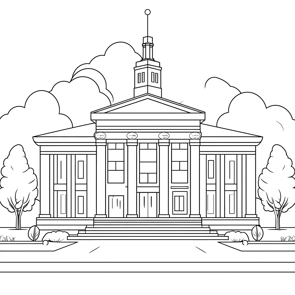 Dibujo de edificios públicos para colorear 24 listo para imprimir gratis