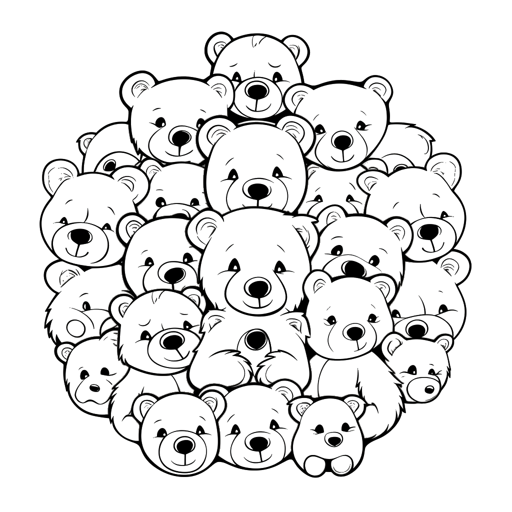 Dibujo de ositos de peluche para colorear (lámina 1) listo para imprimir gratis