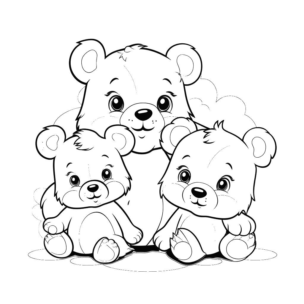 Dibujo de ositos de peluche para colorear (lámina 2) listo para imprimir gratis