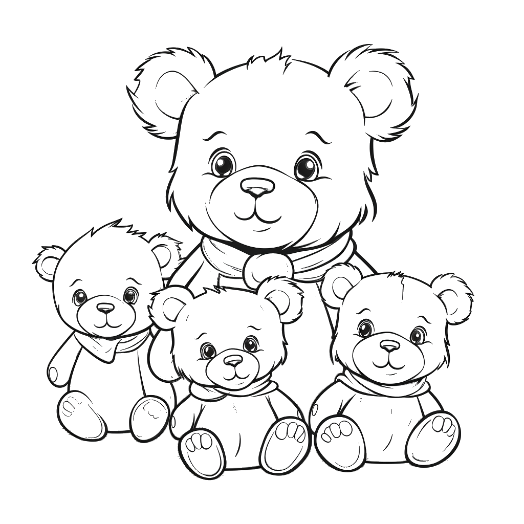 Dibujo de ositos de peluche para colorear (lámina 4) listo para imprimir gratis