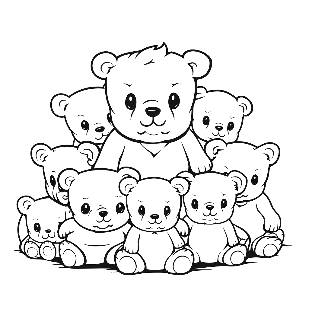 Dibujo de ositos de peluche para colorear (lámina 6) listo para imprimir gratis