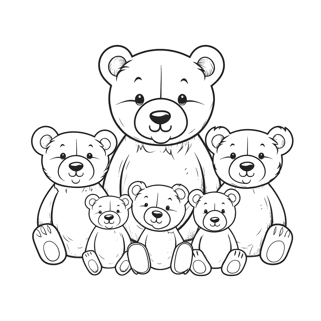 Dibujo de ositos de peluche para colorear (lámina 7) listo para imprimir gratis