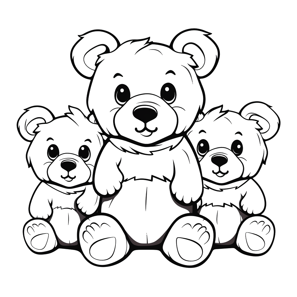 Dibujo de ositos de peluche para colorear (lámina 8) listo para imprimir gratis