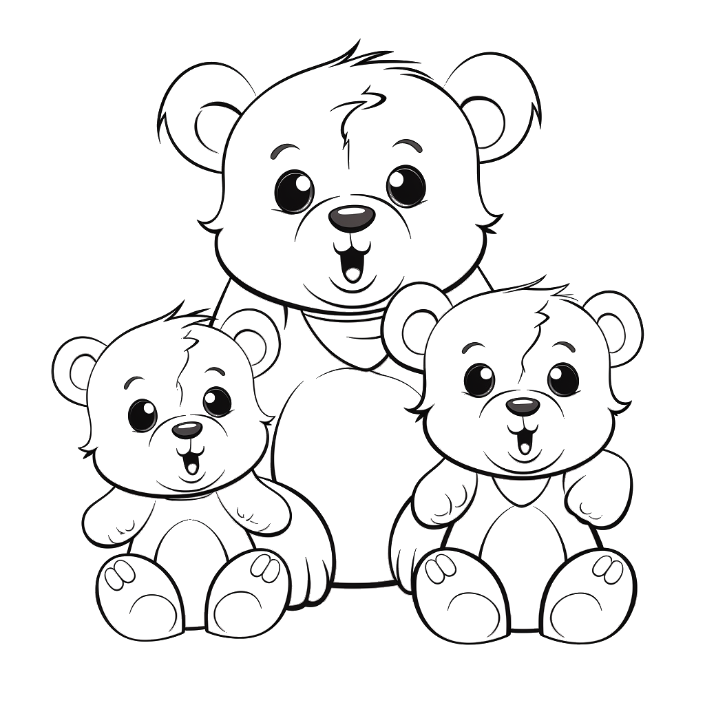 Dibujo de ositos de peluche para colorear (lámina 9) listo para imprimir gratis