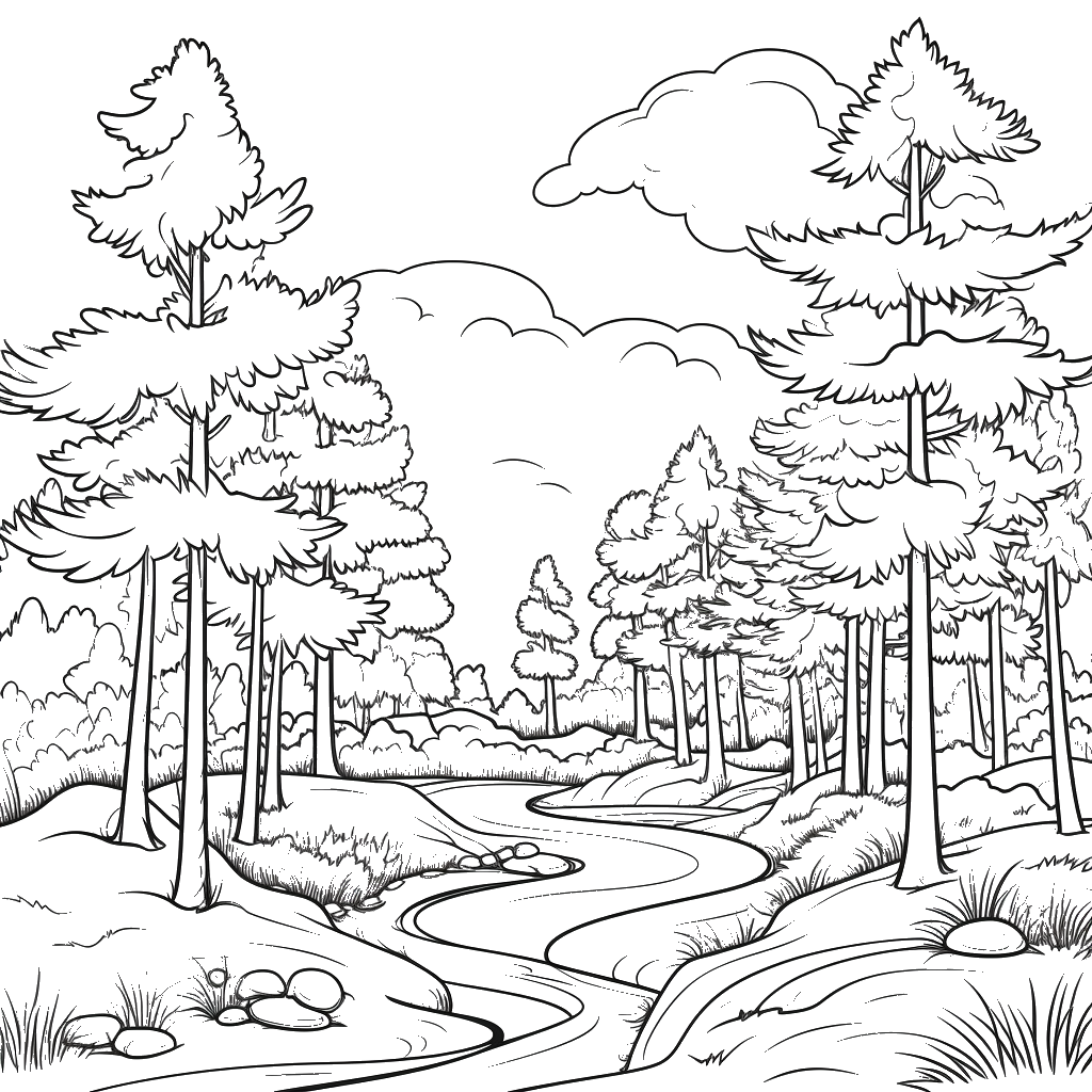 Dibujo de bosques y caminos para colorear 2 listo para imprimir gratis