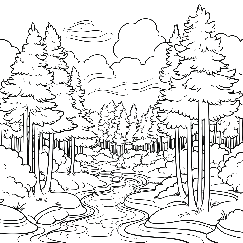 Dibujo de bosques y caminos para colorear 4 listo para imprimir gratis