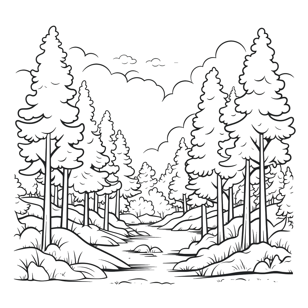 Dibujo de bosques y caminos para colorear 5 listo para imprimir gratis