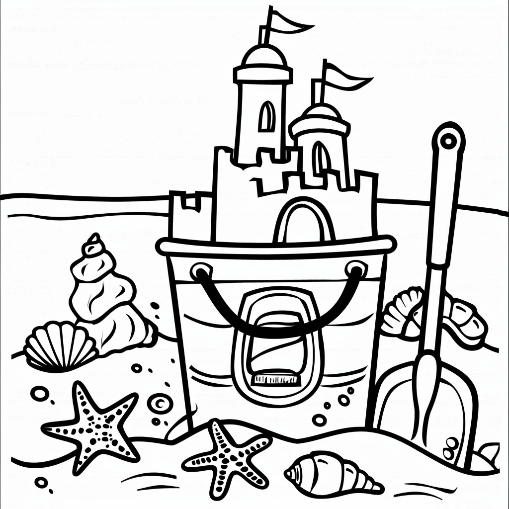 Dibujo de castillo de arena familiar para colorear listo para imprimir gratis