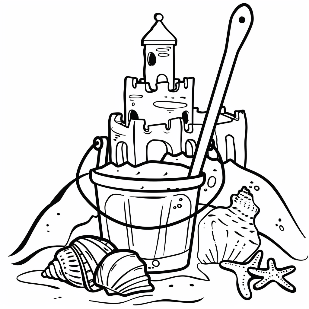 Dibujo de castillo de arena con torre alta para colorear listo para imprimir gratis