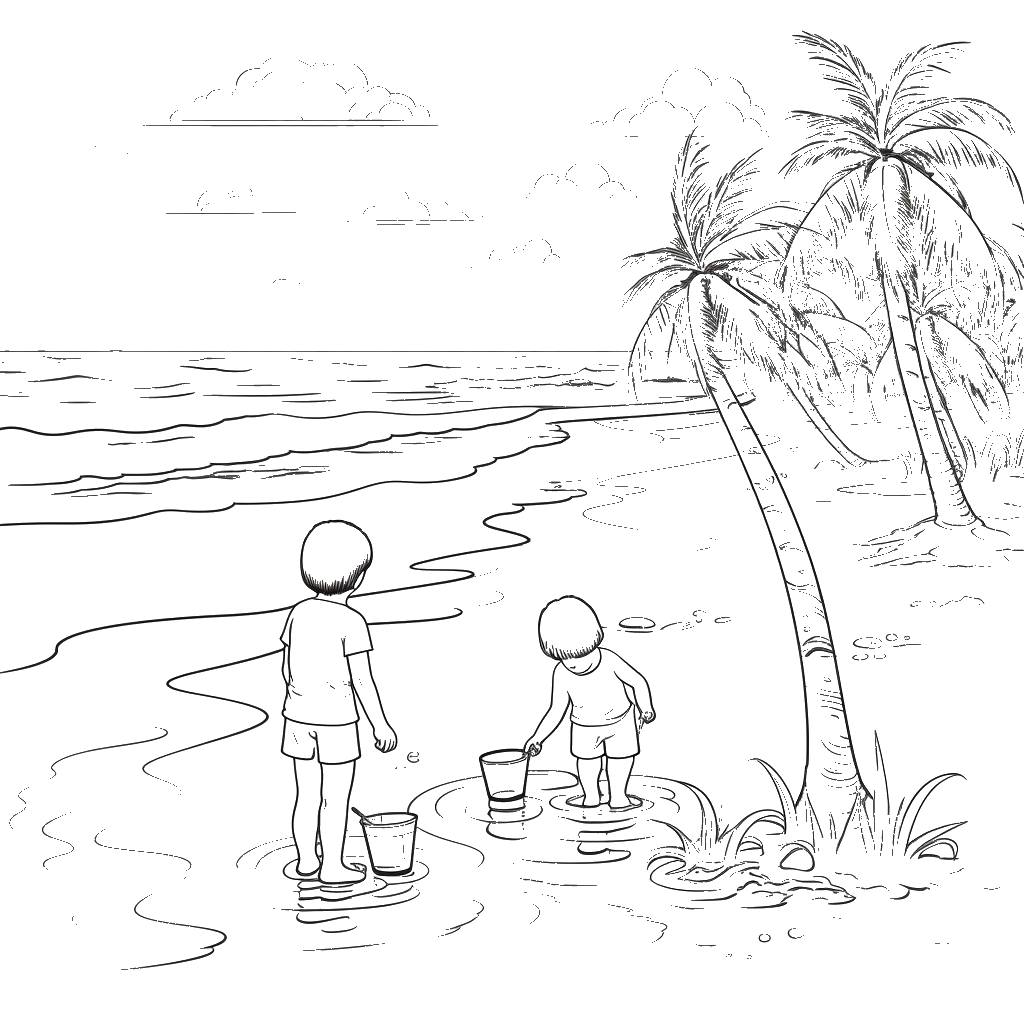 Dibujo de playas y costa para colorear 1 listo para imprimir gratis