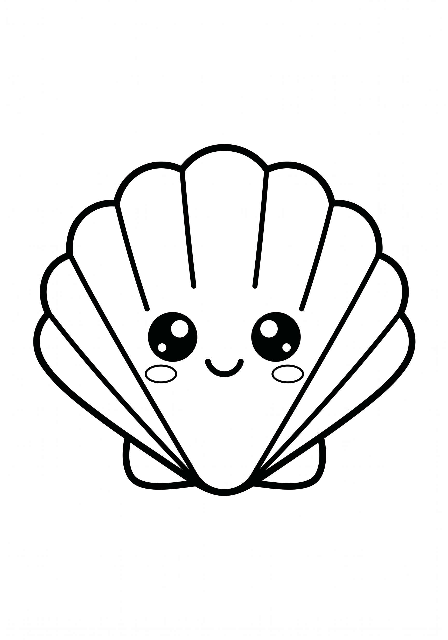 Dibujo de concha marina kawaii para colorear listo para imprimir gratis