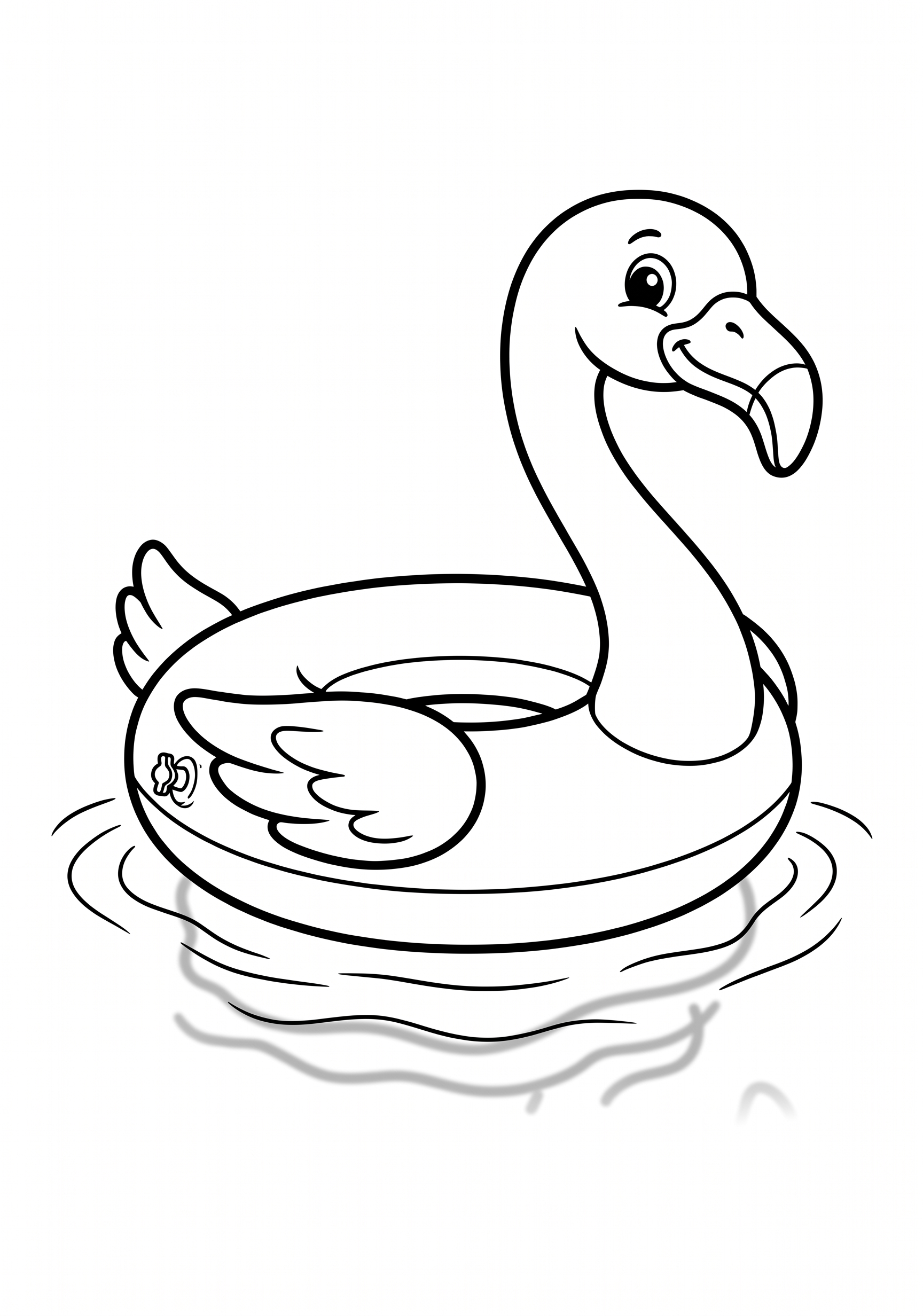 Dibujo de flotador de flamenco en el agua para colorear listo para imprimir gratis