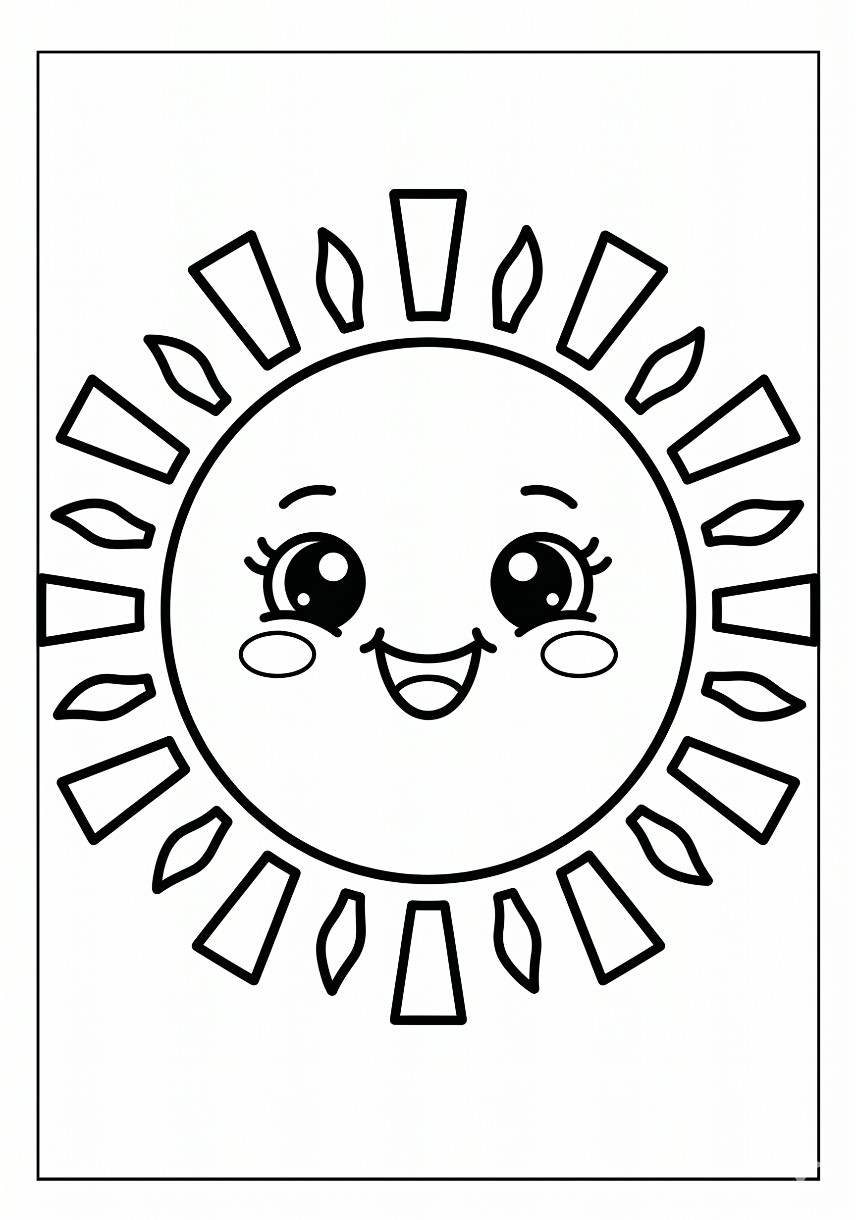 Dibujo de sol kawaii de verano para colorear listo para imprimir gratis