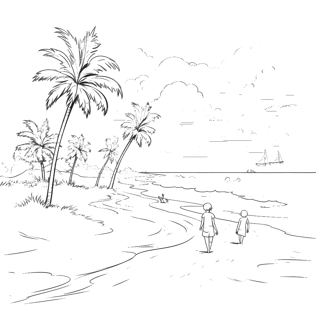 Dibujo de playas y costa para colorear 2 listo para imprimir gratis