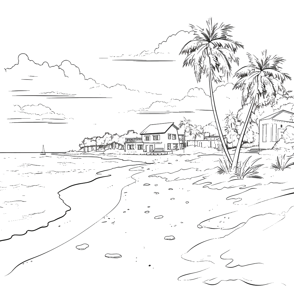 Dibujo de playas y costa para colorear 4 listo para imprimir gratis