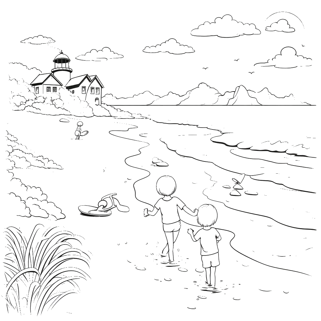 Dibujo de playas y costa para colorear 5 listo para imprimir gratis
