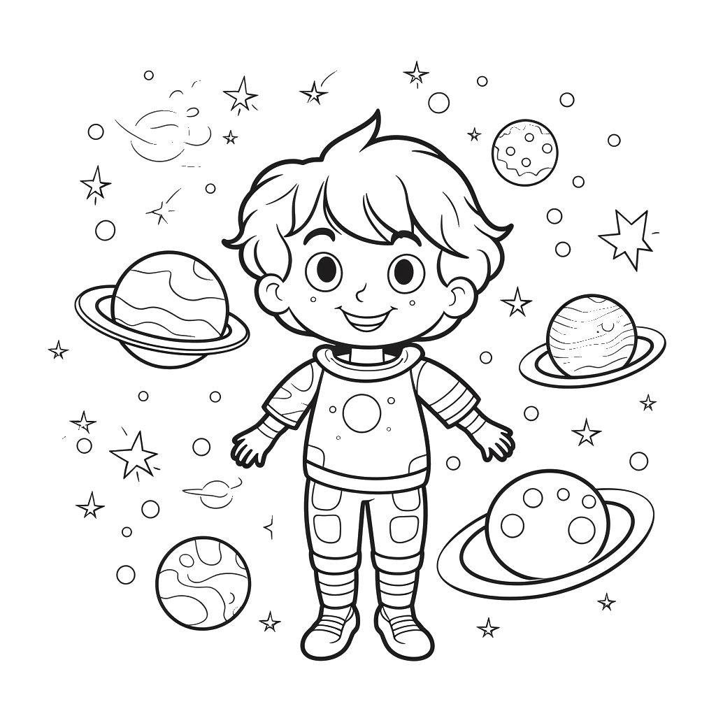 Dibujo de astronautas para colorear 4 listo para imprimir gratis