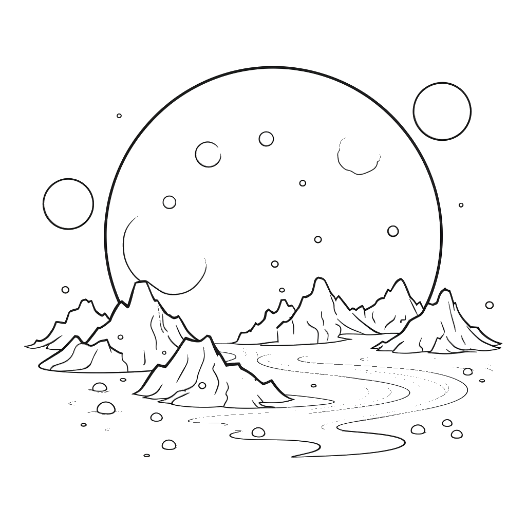 Dibujo de paisajes espaciales para colorear 1 listo para imprimir gratis