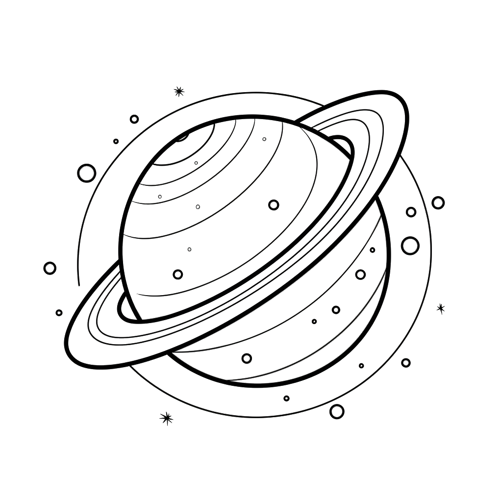 Dibujo de planetas con anillos para colorear 1 listo para imprimir gratis