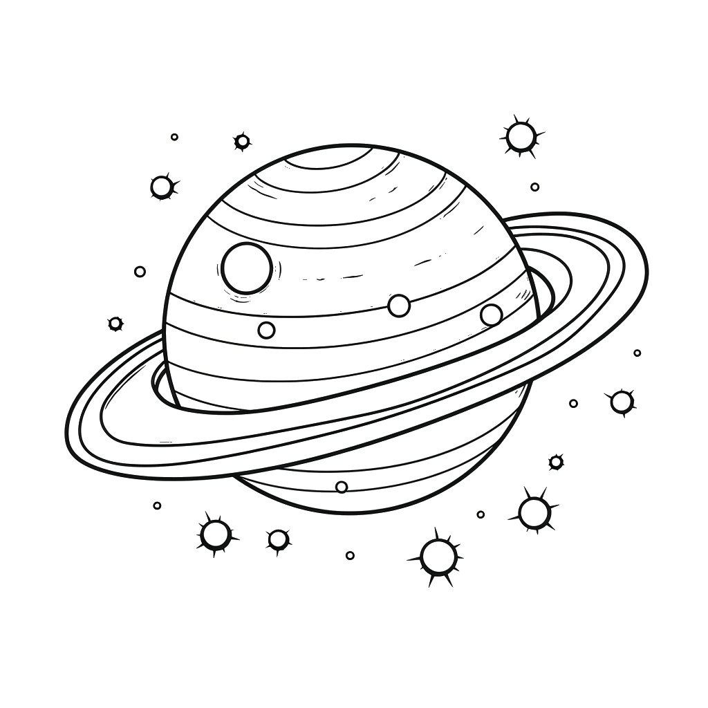 Dibujo de planetas con anillos para colorear 2 listo para imprimir gratis